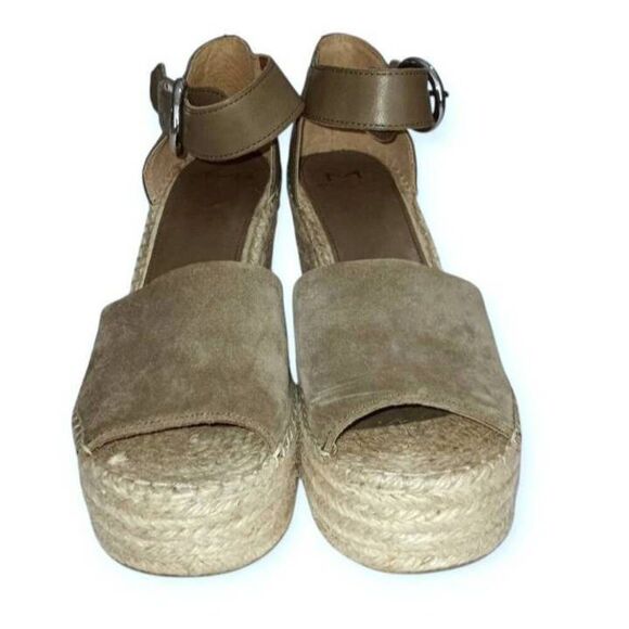 MARC FISHER OLIVE GREEN ESPADRILL WEDGE SANDALS SZ.9.5 EUC. - Picture 2 of 9